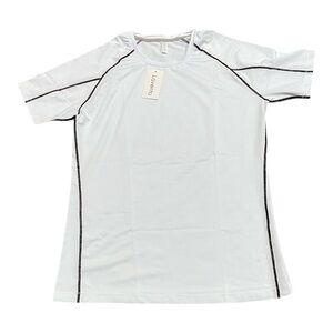 White Short Sleeve Tee with Black Accents